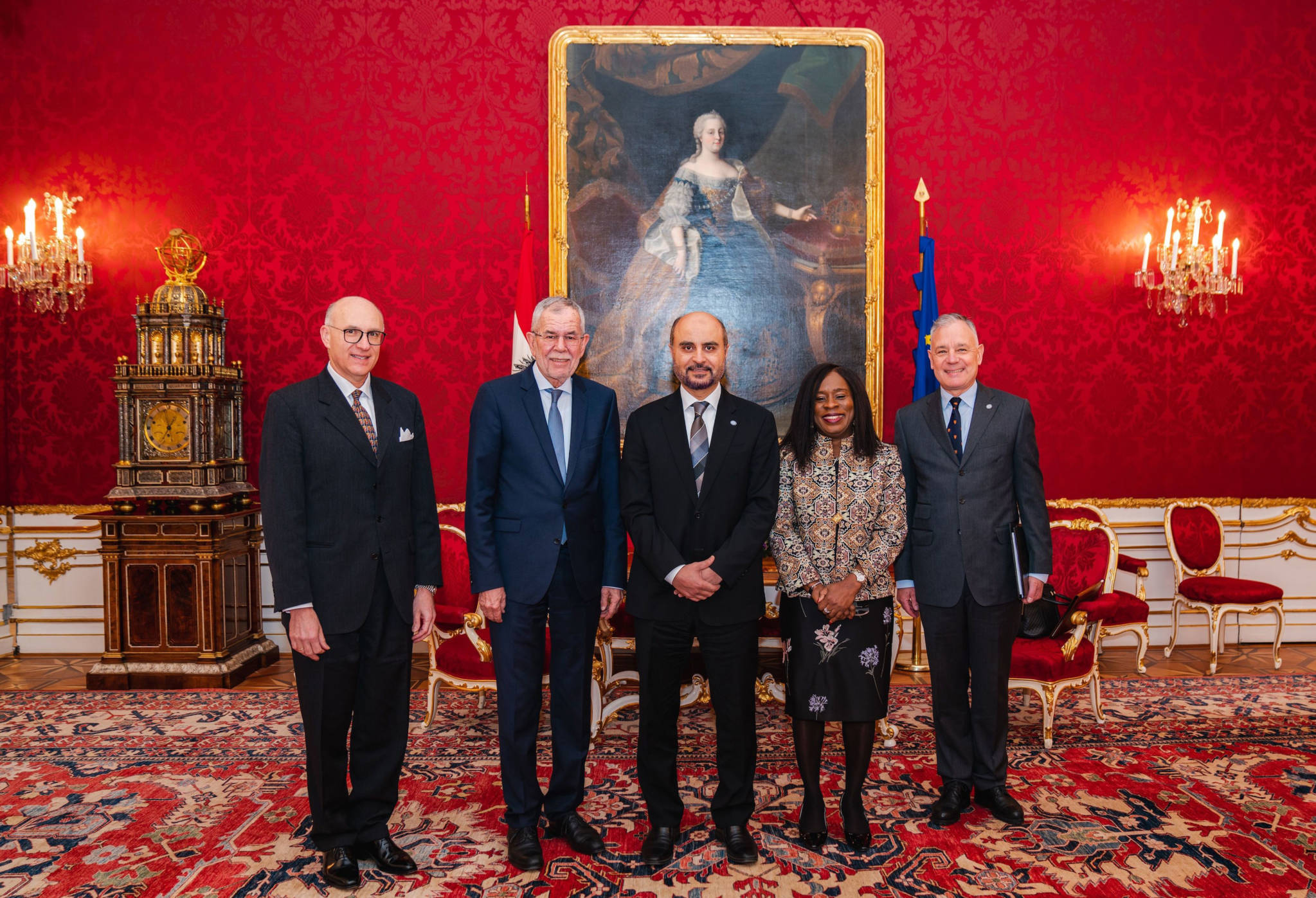 The OPEC Fund delegation with the Austrian President at the Hofburg Palace in Vienna.