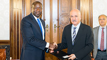 OFID Director-General Suleiman J Al-Herbish (right) and HE Amara M. Konneh, Minister, Ministry of Finance and Development Planning of Liberia.